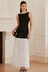 Gabrielle Patchwork Backless Maxi Dress